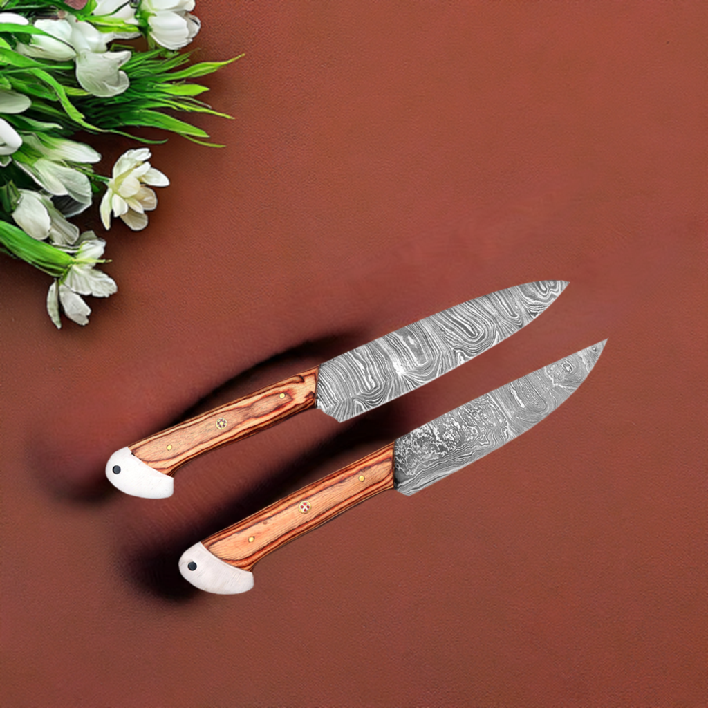 2 Pcs Original Damascus Personalized Steak Knives Set 