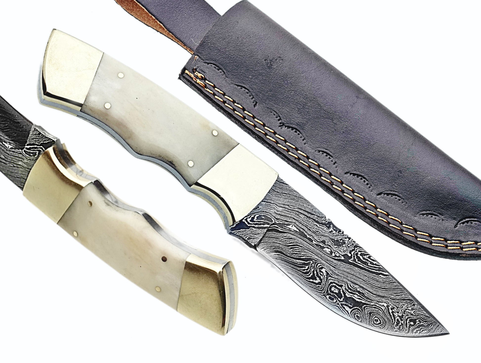 2024 Handcrafted Custom Damascus Steel Hunting Knife | Leather Sheath | Hope Blades