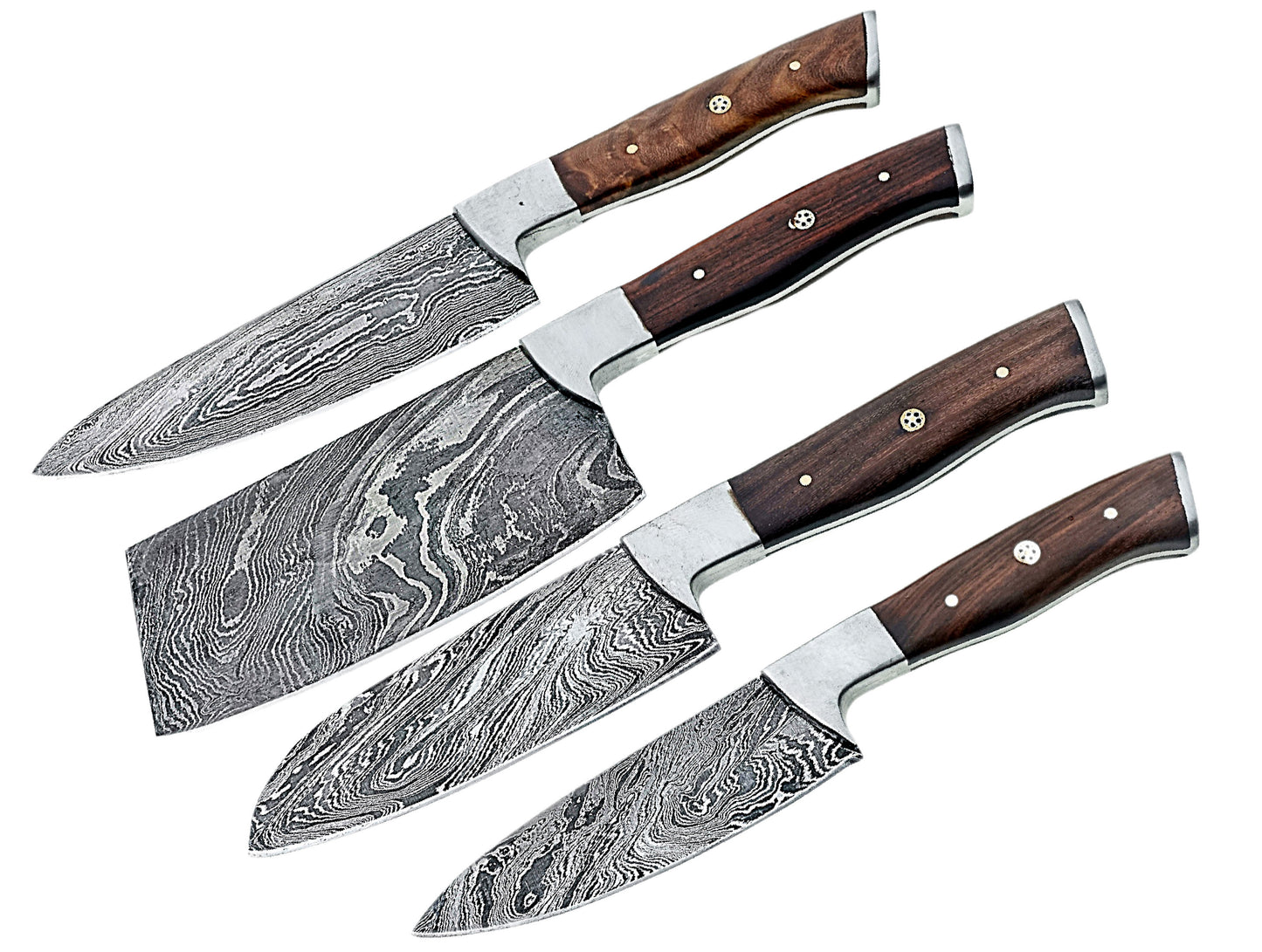 Handcrafted Damascus Steel Kitchen Knives Set 