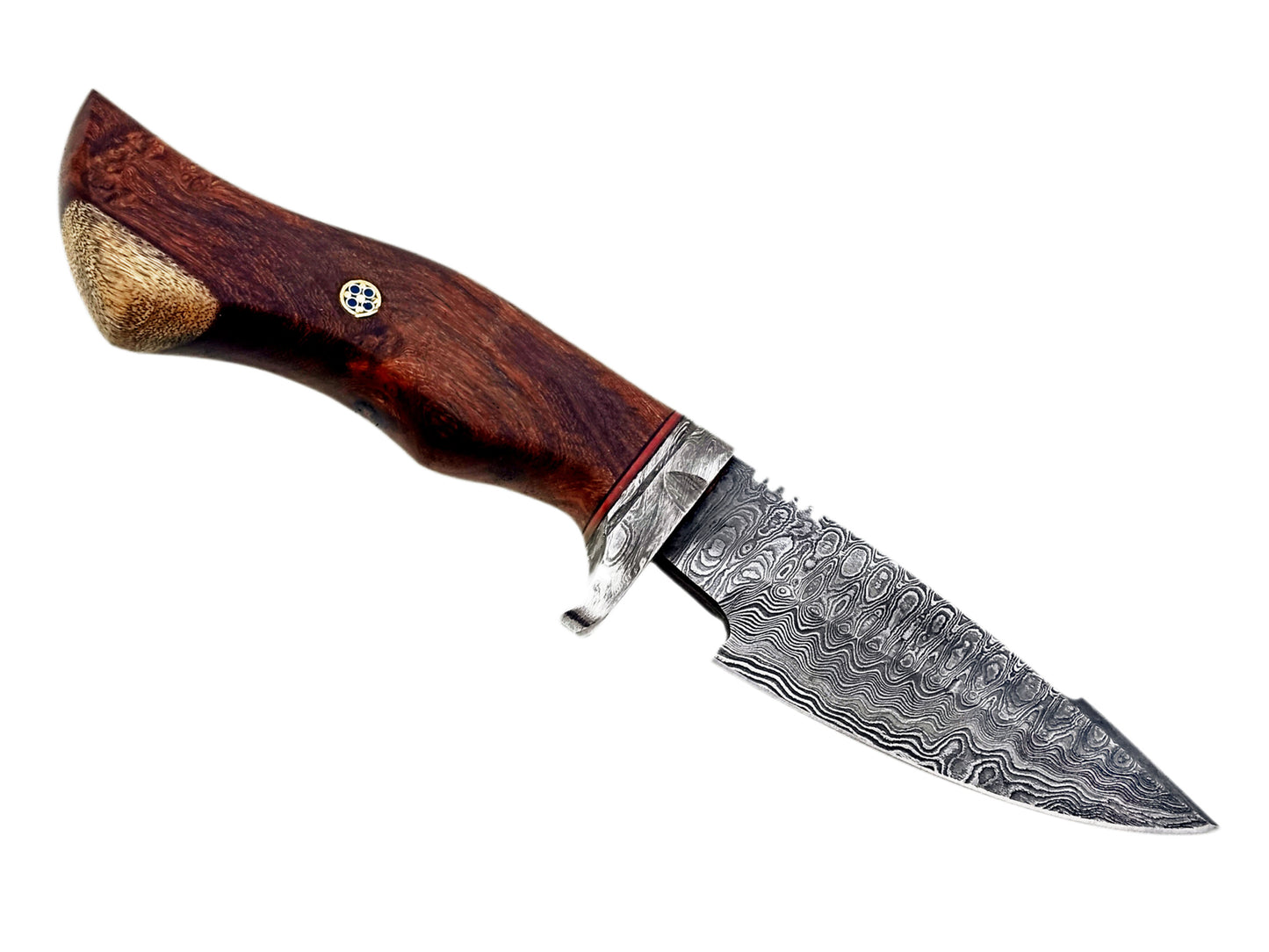 Custom Handmade Damascus Steel Bob Cat Hunting Knife - Iron Wood Handle 12" Inches