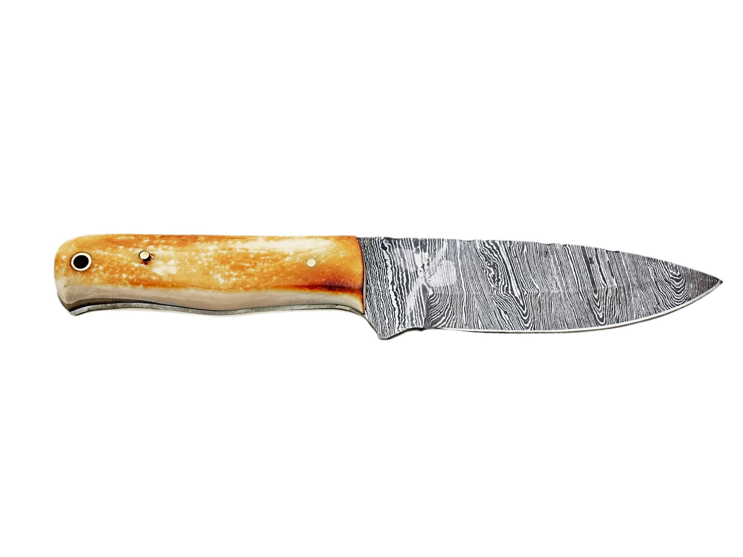 New Handcrafted Damascus Steel Hunting Knife - Sharp Edge Blade with Unique Burn Camel Bone Handle