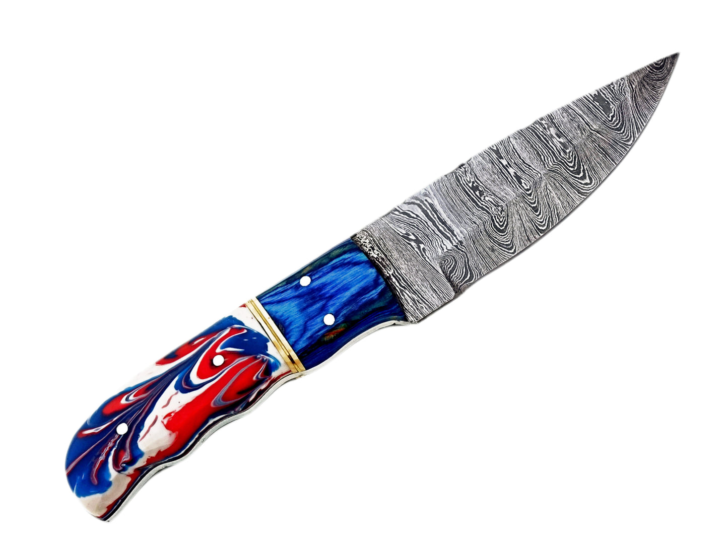 Handcrafted Damascus Hunting Knife - Resin & Stabilized Wood Handle 8" Inches