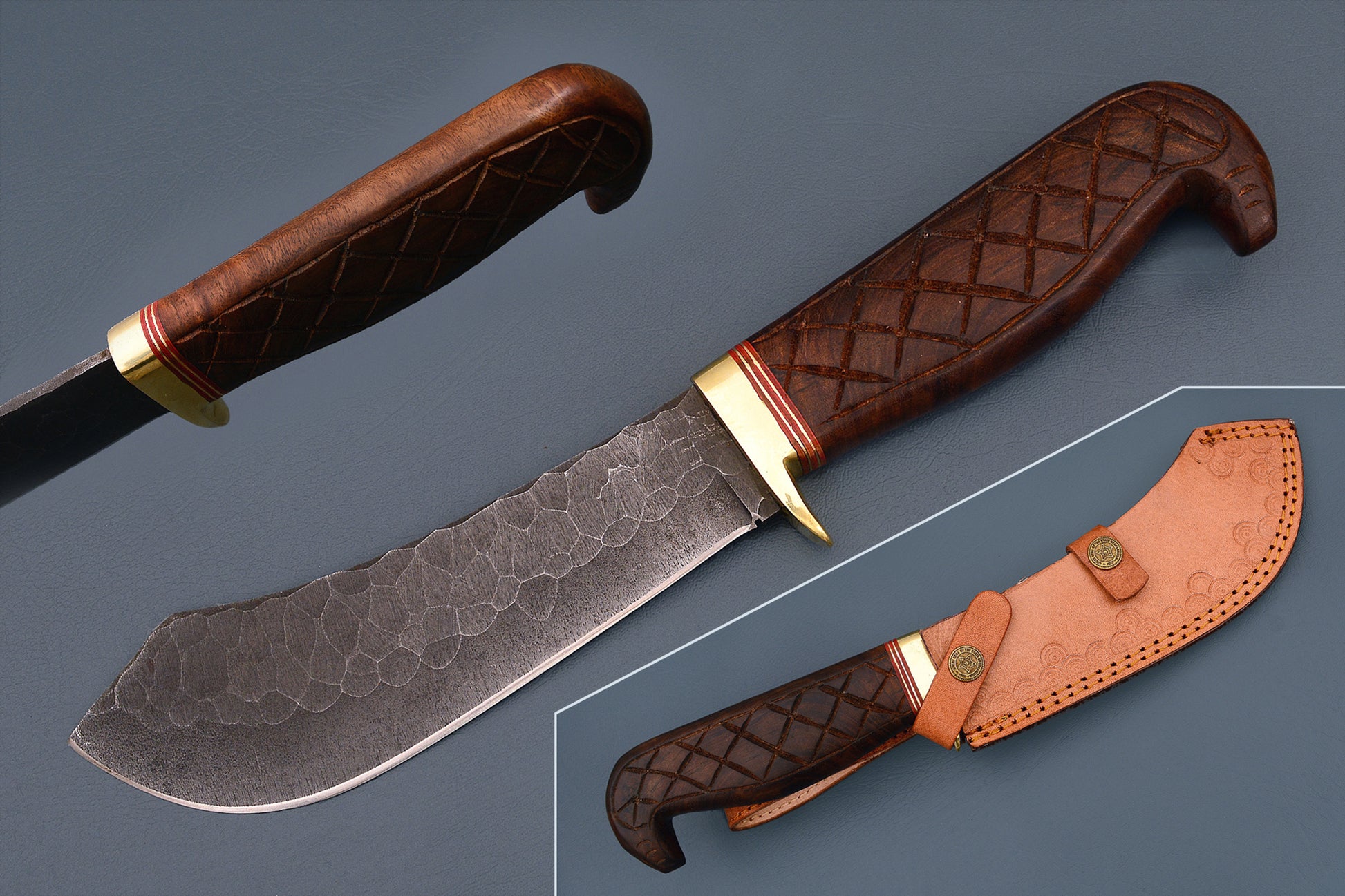 Handcrafted High Carbon Damascus Hunting Knife - Iron Wood Handle