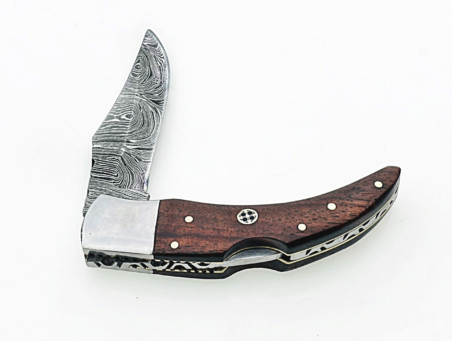 Handmade Damascus Pocket Folding Knife | Rose Wood Handle | Birthday Gift Folding Knife | Groomsmen Gift Anniversary Wedding Personalized Gift for Men