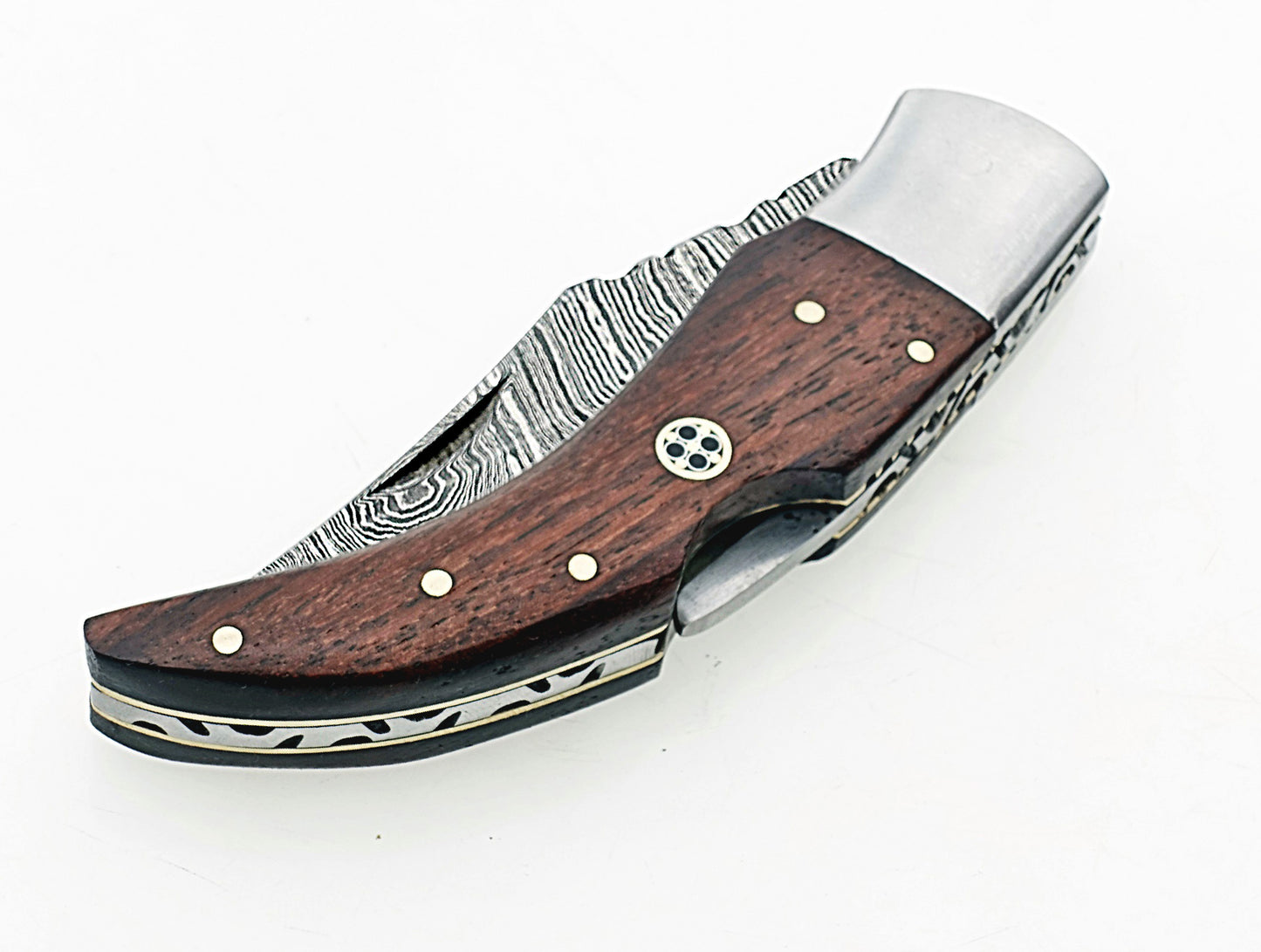 Handmade Damascus Pocket Folding Knife | Rose Wood Handle | Birthday Gift Folding Knife | Groomsmen Gift Anniversary Wedding Personalized Gift for Men