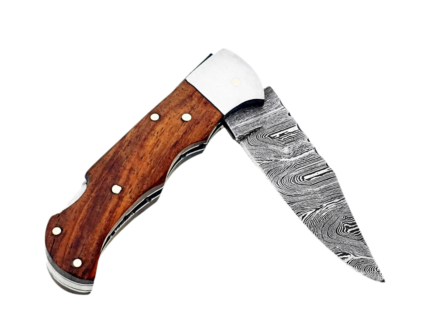 Handcrafted Damascus Pocket Knife with Rosewood Handle | Folding Knife | Hope Blades