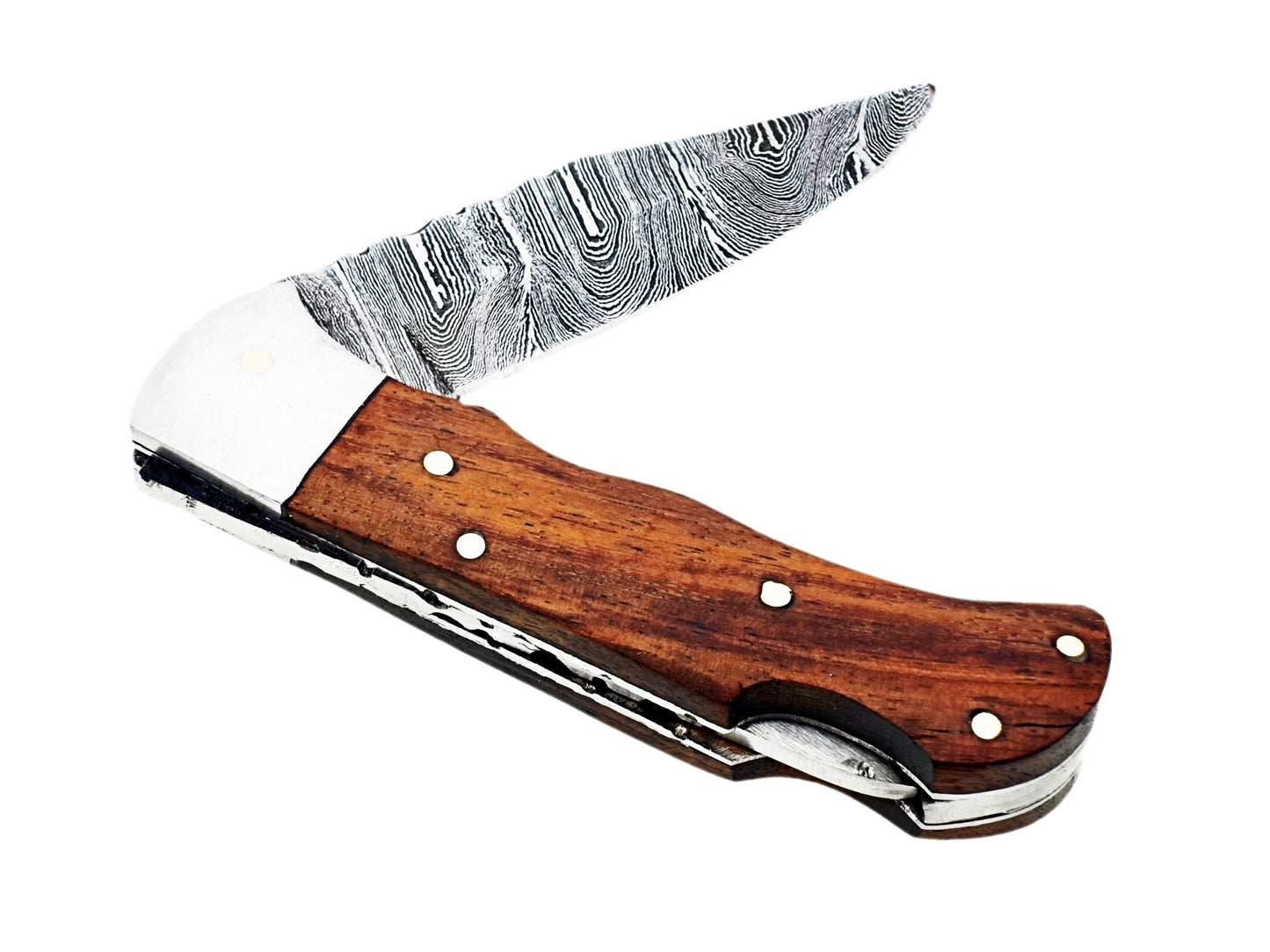 Handcrafted Damascus Pocket Knife with Rosewood Handle | Folding Knife | Hope Blades