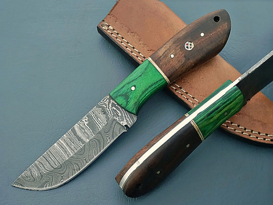 2024 Premium Handmade Damascus Hunting Knife - Hand Forged Damascus Steel with Stabilized Wood Handle