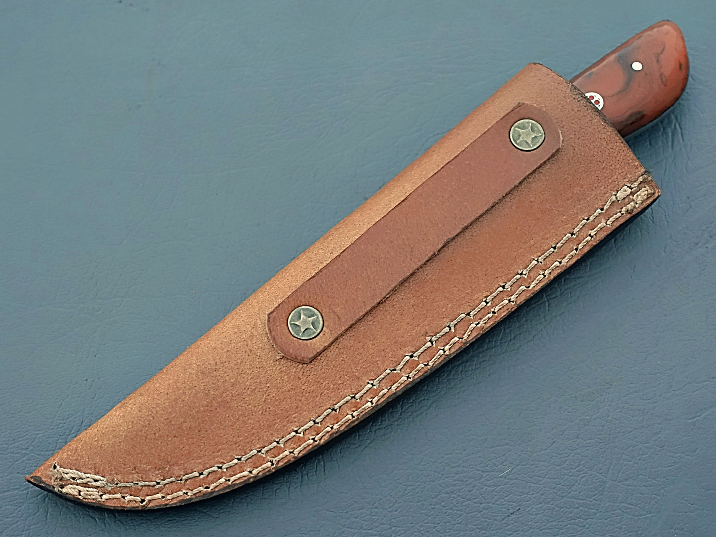 Handmade Damascus Hunting Knife - Hand-Forged Damascus Steel Blade | Leather Sheath | Ideal Gift