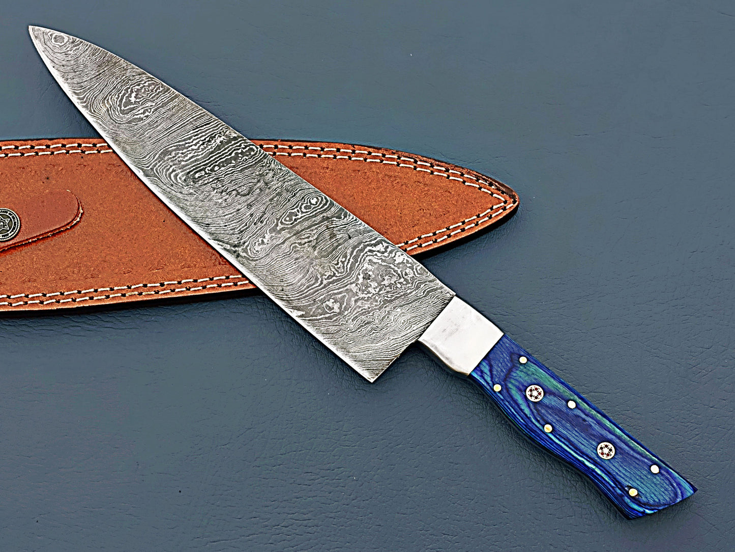 Handcrafted Chef Knife - 10" Damascus Steel Blade with Free Leather Cover | Perfect Kitchen Knife