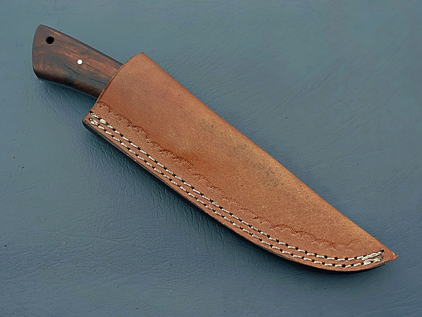 Custom Damascus Skinner Knife | 8" Skinning Knife with Leather Sheath | EDC Knife