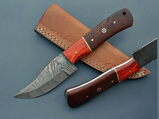 Damascus Handmade Fixed Blade Drop Point Knife - Damascus Hunting Knife