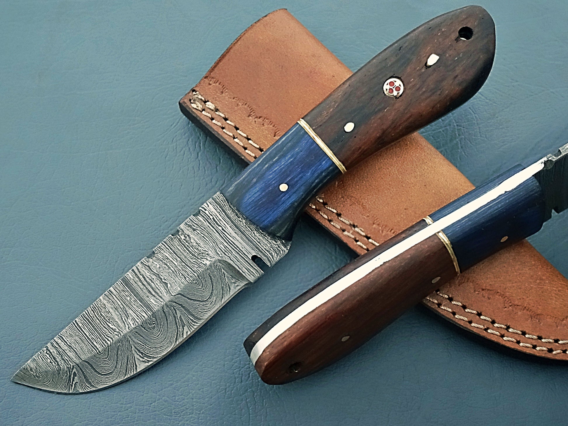 2024 Hand-Forged Custom Damascus Knife with Sheath | Olivewood Fixed Blade Custom Knife | Hunting & Camping Knife