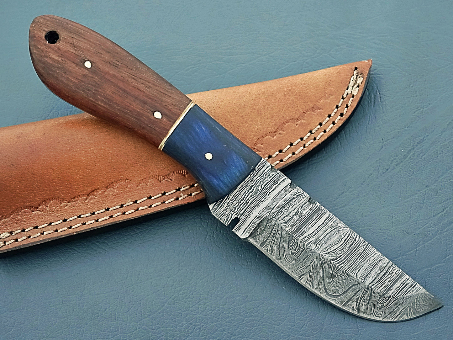 2024 Hand-Forged Custom Damascus Knife with Sheath | Olivewood Fixed Blade Custom Knife | Hunting & Camping Knife