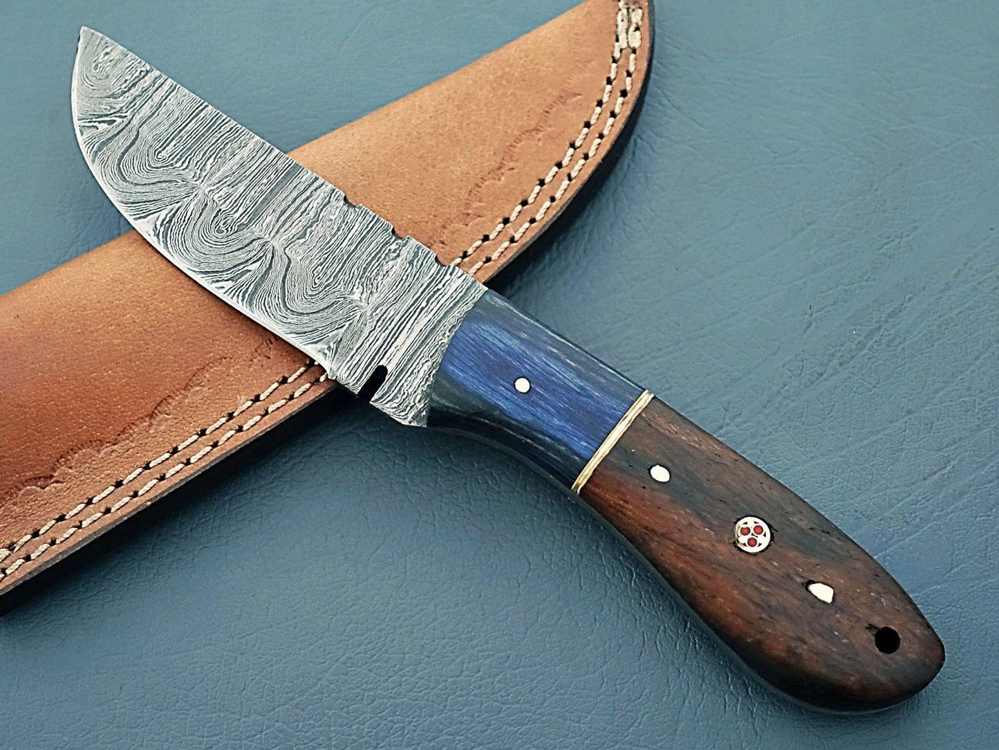 2024 Hand-Forged Custom Damascus Knife with Sheath | Olivewood Fixed Blade Custom Knife | Hunting & Camping Knife