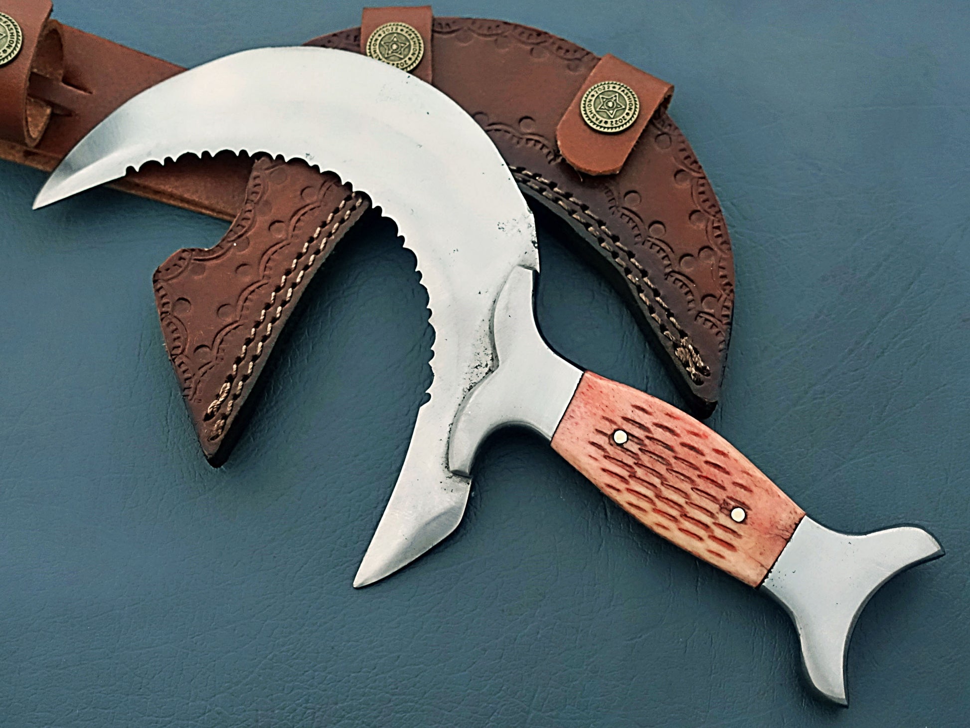 Damascus Antler Knife For Men 