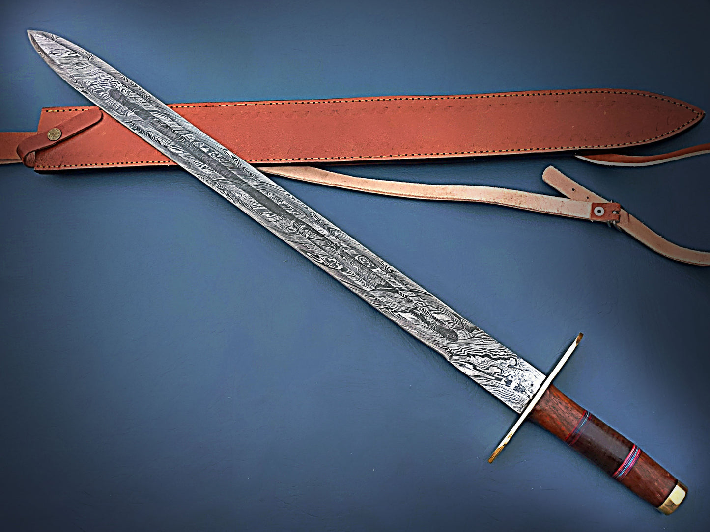 Custom Handmade Damascus Sword - Unique Masterpiece with Sharp Edge Blade and Unique Handle