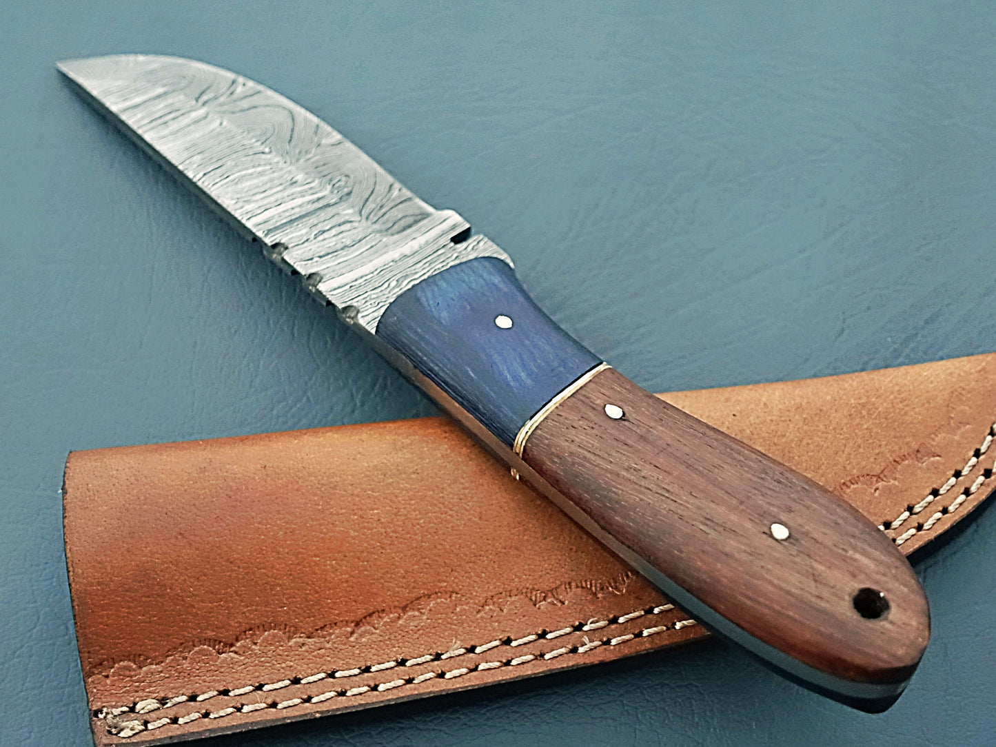 2024 Hand-Forged Custom Damascus Knife with Sheath | Olivewood Fixed Blade Custom Knife | Hunting & Camping Knife