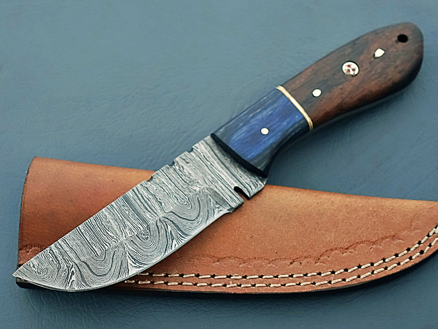 2024 Hand-Forged Custom Damascus Knife with Sheath | Olivewood Fixed Blade Custom Knife | Hunting & Camping Knife