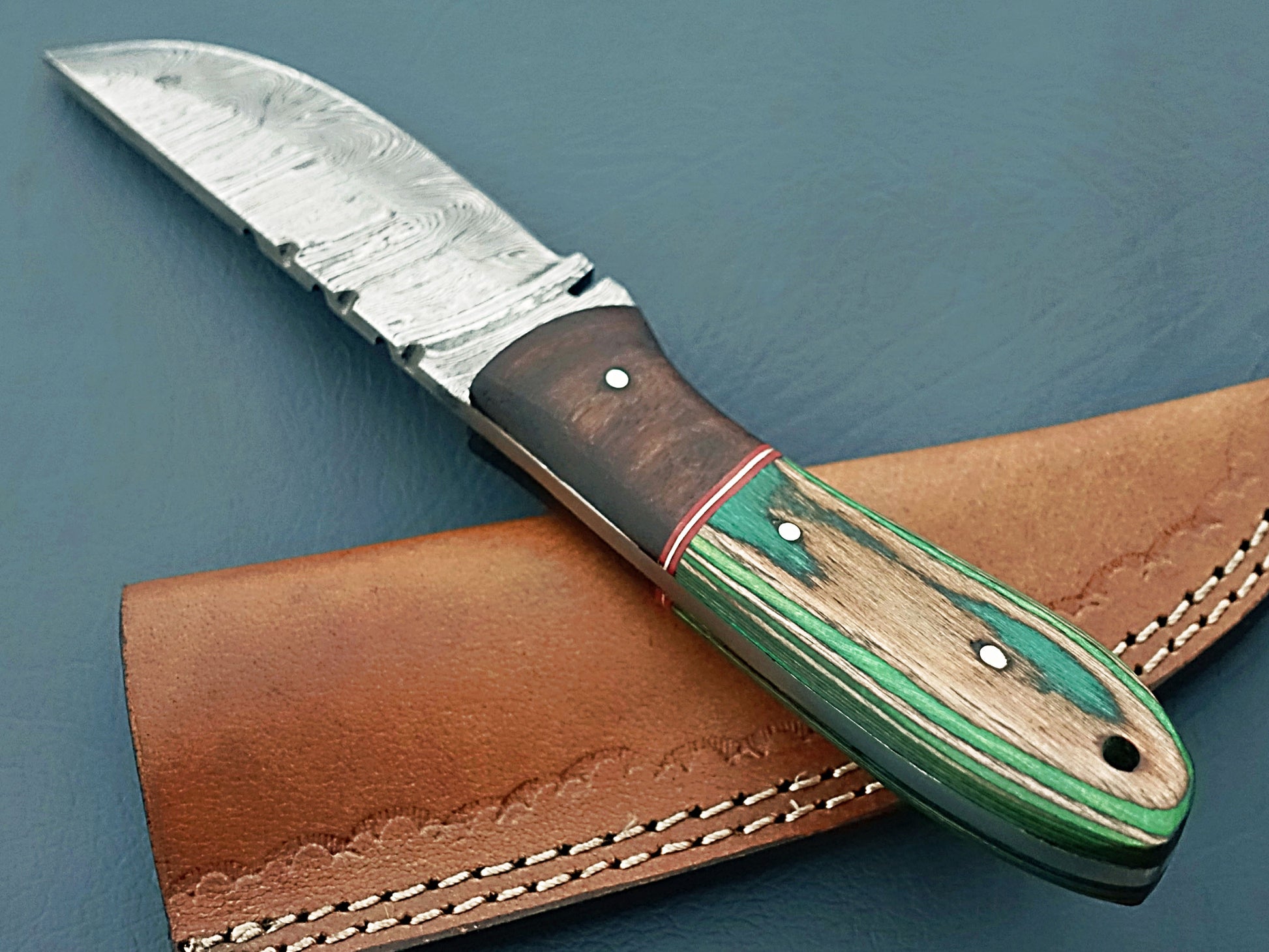 Damascus Hunting Knife with Sheath