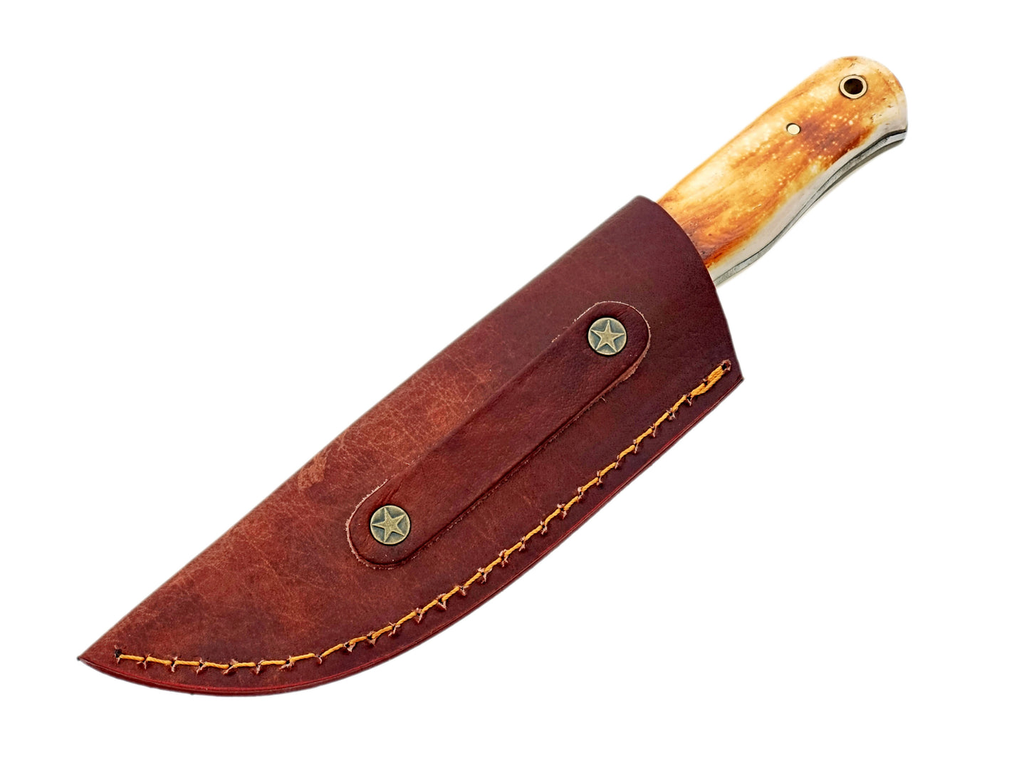 New Handcrafted Damascus Steel Hunting Knife - Sharp Edge Blade with Unique Burn Camel Bone Handle