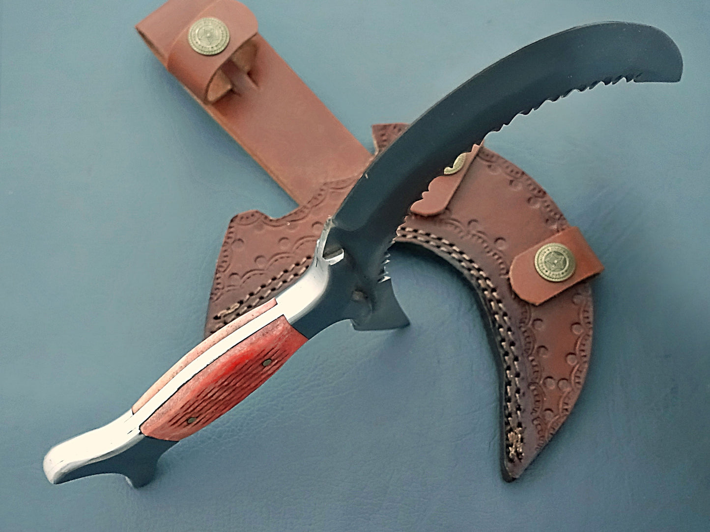 brown handle Damascus Hunting Knife