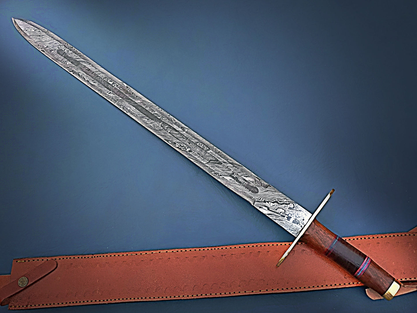 Custom Handmade Damascus Sword - Unique Masterpiece with Sharp Edge Blade and Unique Handle