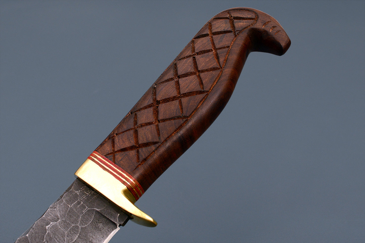 Handcrafted High Carbon Damascus Hunting Knife - Iron Wood Handle