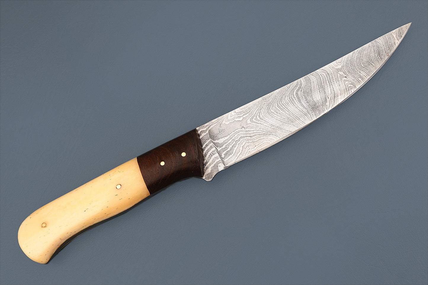 Handcrafted Fillet Knife - 10" Damascus Steel Blade, Camel Bone & Iron Wood Handle | Hope Blades