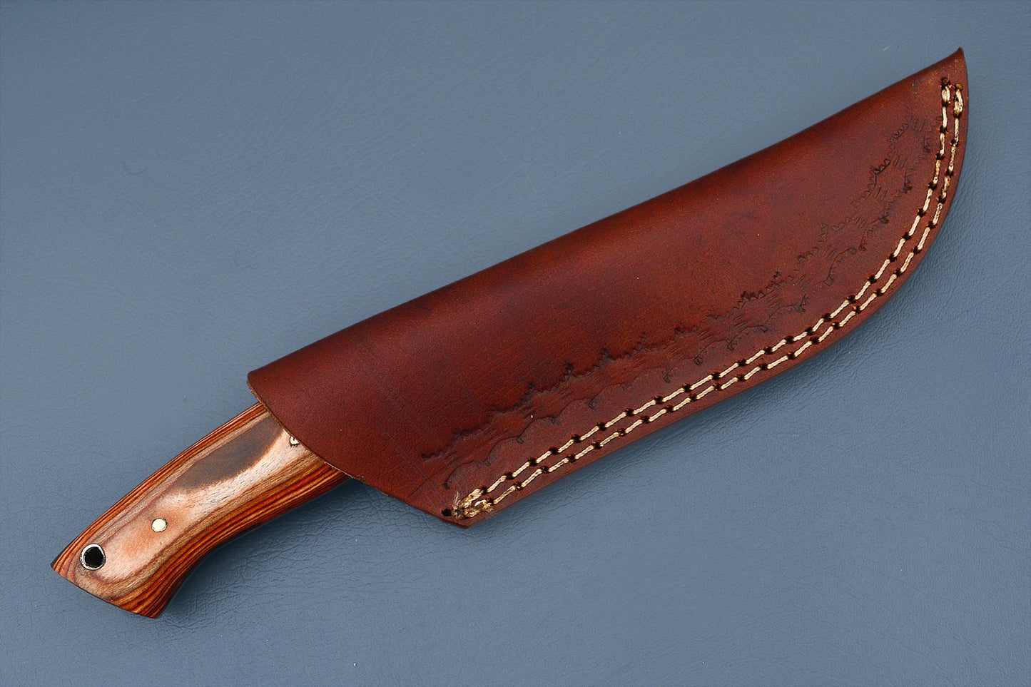 Original Damascus Steak Knife - Custom Hand Forged Damascus Steel Blade with Stabilized Wood Handle