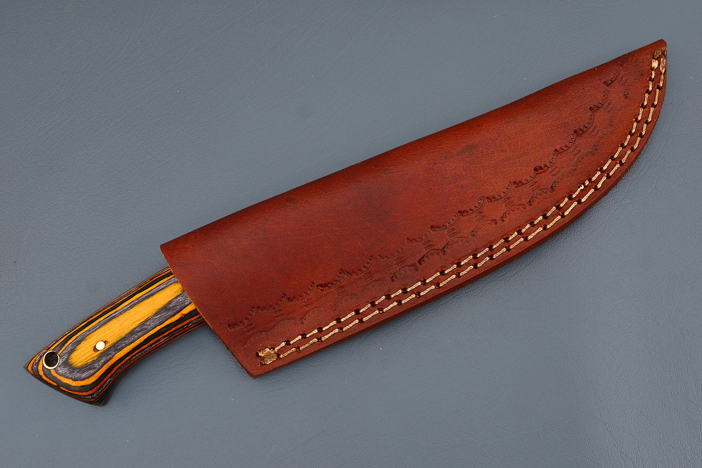 Damascus Knife with Brown Cover