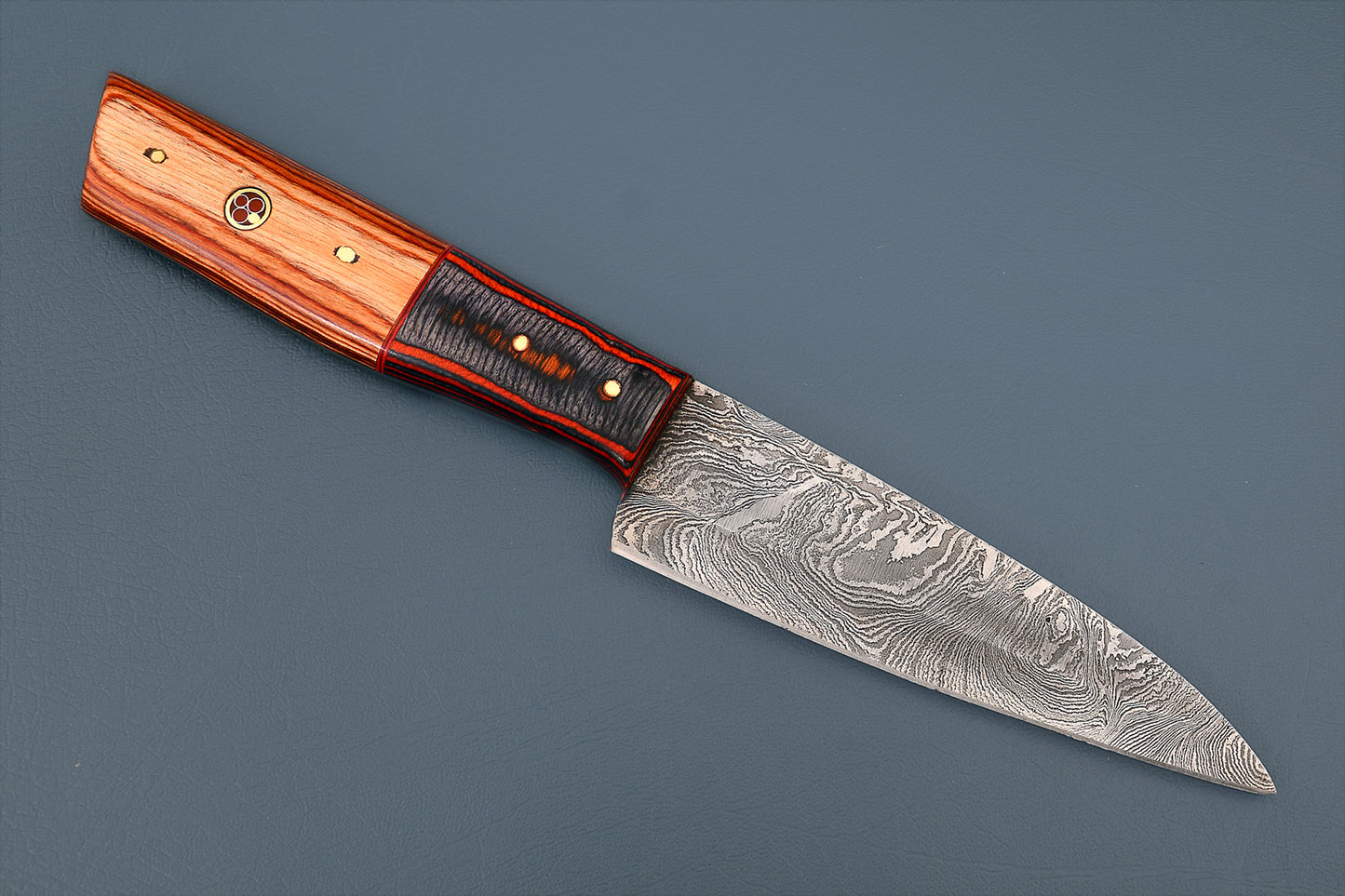 Texas Damascus New Steak Knife - Handcrafted Forged Damascus Steel Blade with Stabilized Wood Handle