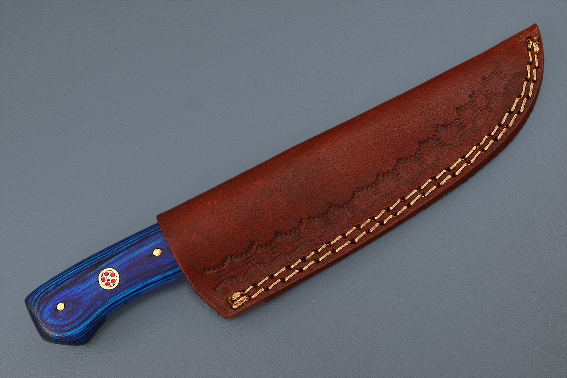 Leather cover European Damascus Knife