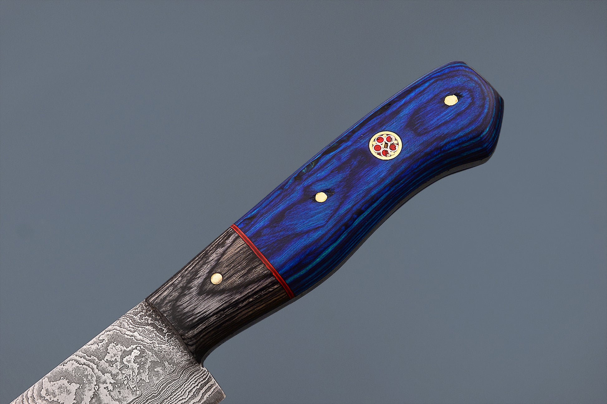 Blue Handle Damascus Knife