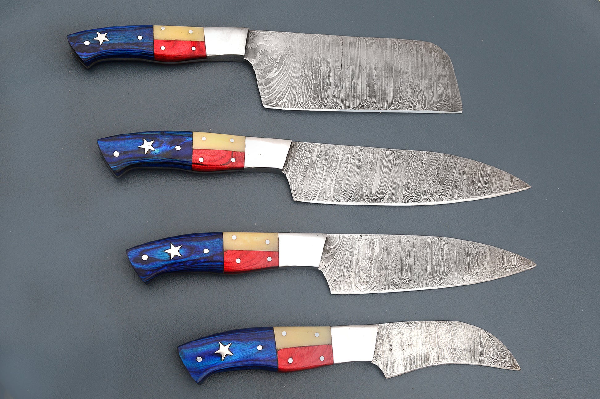 Damascus 4 Pcs Chef Knives Set 