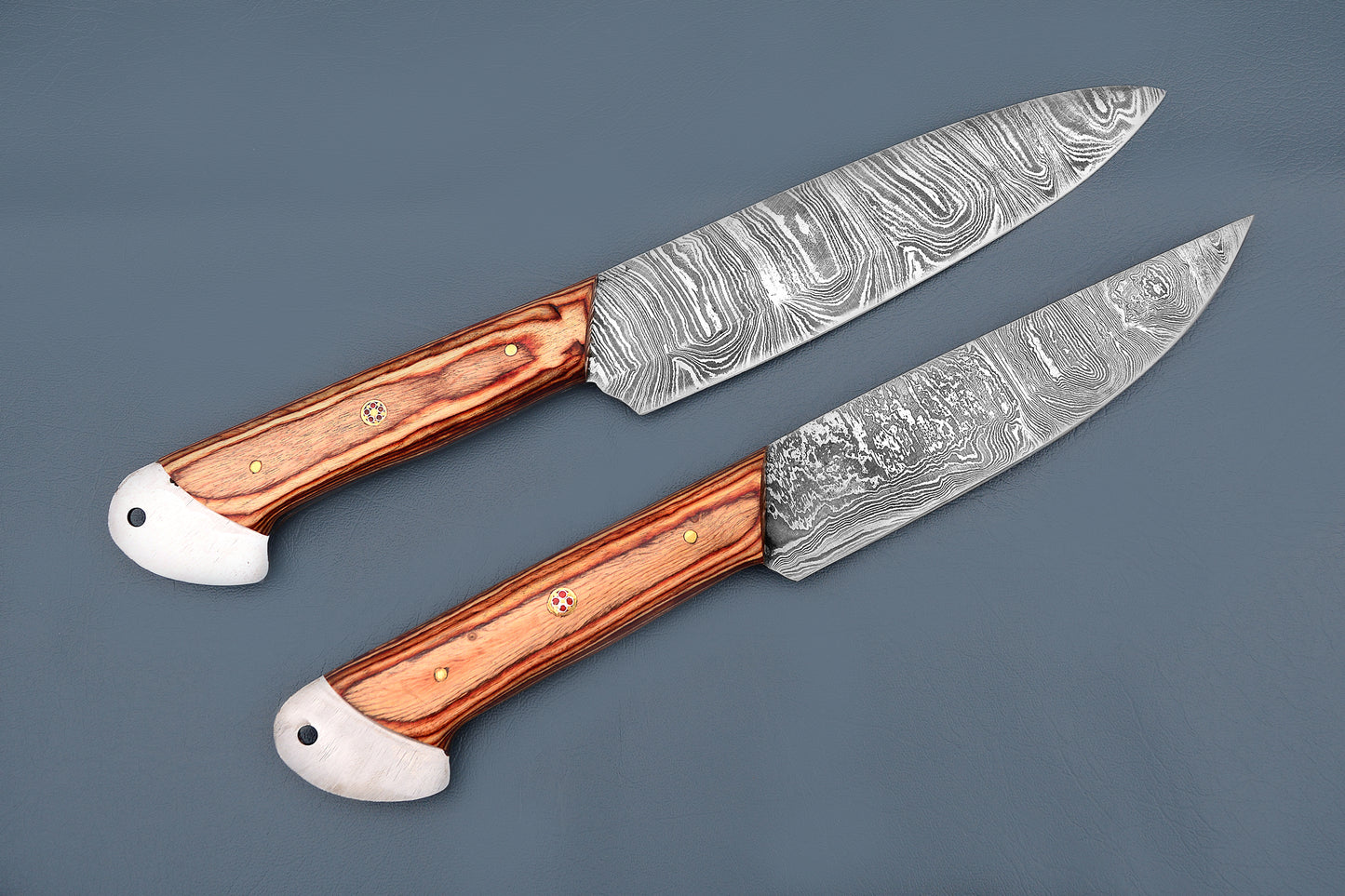 2 Pcs Original Damascus Personalized Steak Knives Set - Handmade Steak Knives Set - Hope Blades