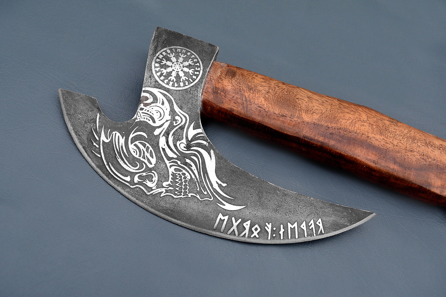 Damascus Steel Handmade Viking Axe | Mirror Finish Forged 1095 High Carbon Steel | Leather Sheath